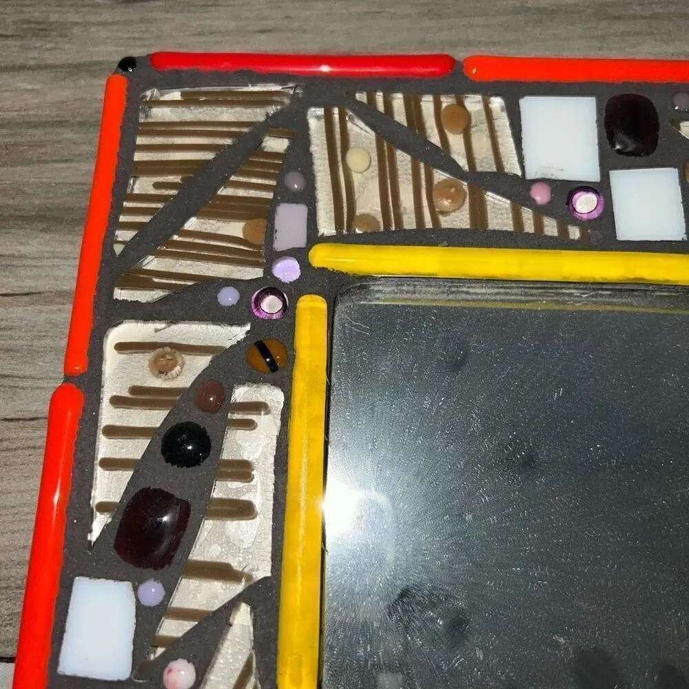 Abstract Signed Mirror Hand Made Ginger Kelly 2019 Artisan made 3D Brown Orange